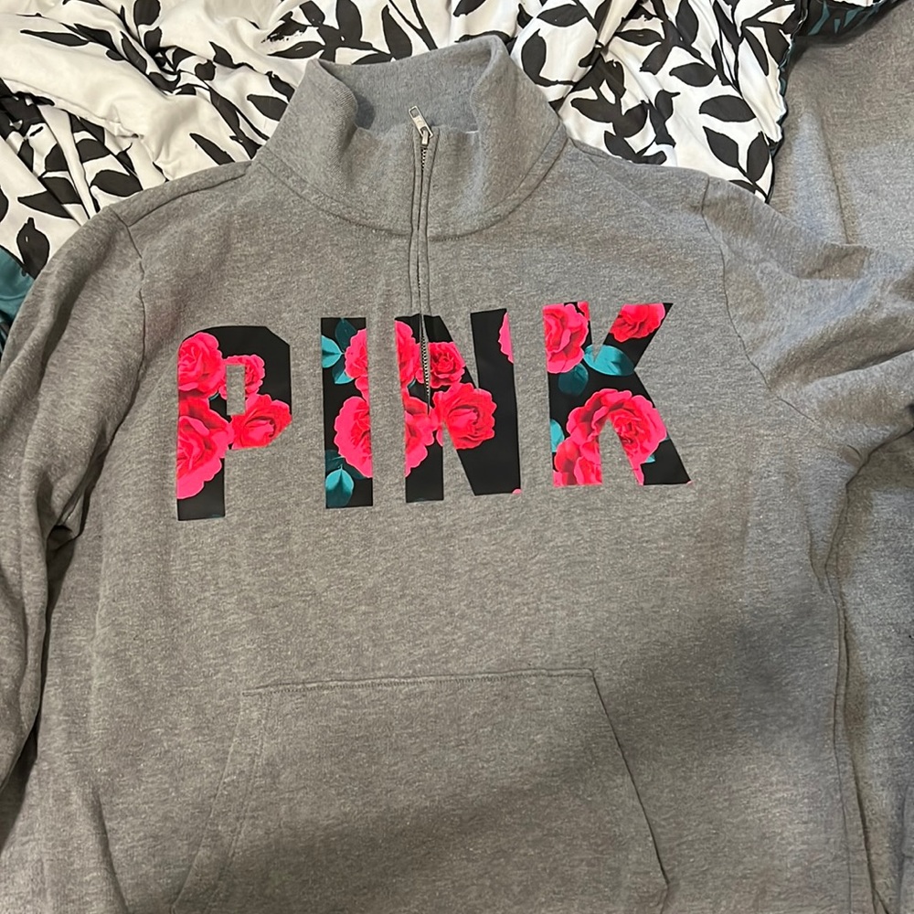 Pink quarter zip up sweater